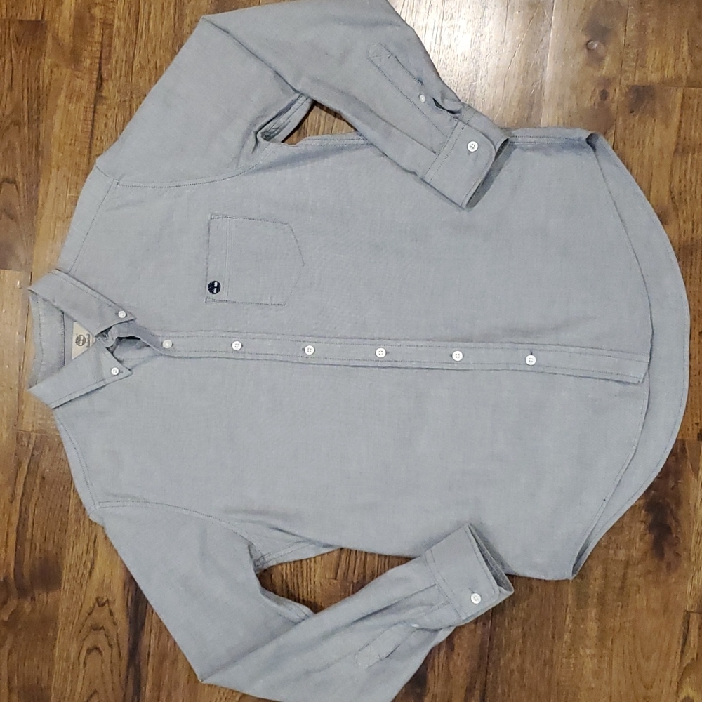 Mens Timberland blue chambray button down shirt size S